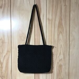 Chateau Vintage Black Knitted Satchel Bag